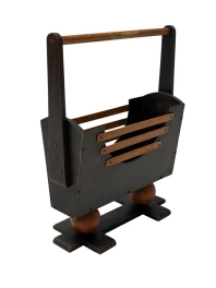 1930s Art Deco Magazine Rack, Black Lacquered Beech, Dutch Design